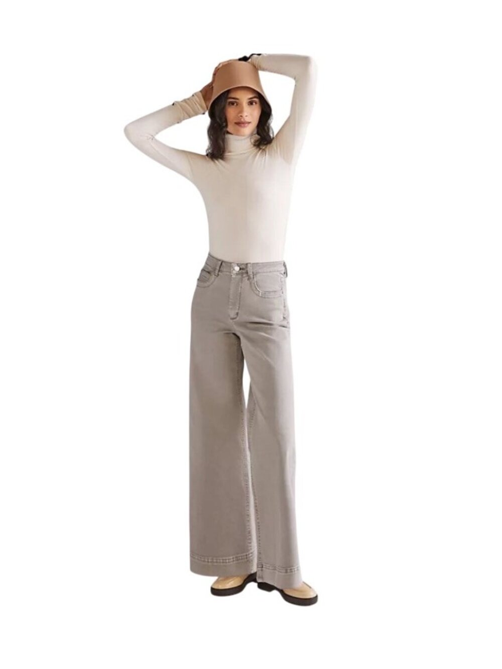 Maeve Anthropologie Pants Womens Size 25 Gray Wide Leg High Rise Relaxed Palazzo